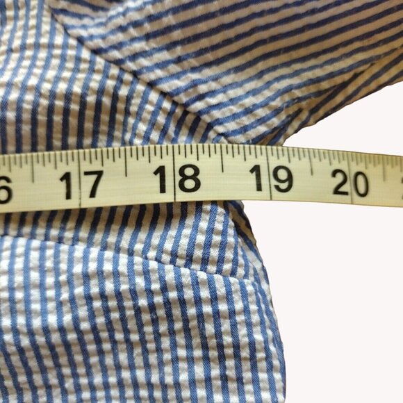 Divided Top 4 Button Up Striped Floral Coastal - Picture 5 of 14